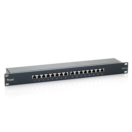 16-Port-Patchpanel der Kategorie 6, geschirmt, schwarz