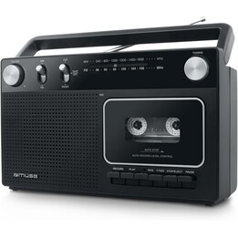 Muse M-152, RC Retro-Kassettenrekorder mit Aufzeichnungsfunktion, FM AM Radio, Aux-Eingabe, Schwarz