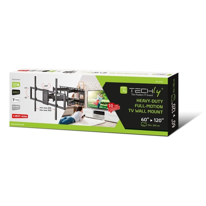 Techly ICA-PLB 189B support pour téléviseur 3,05 m (120") Noir