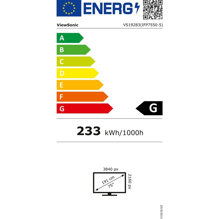 Viewsonic Monitor tactil 75" Negro