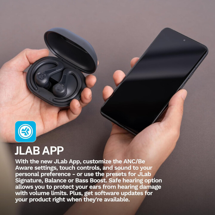 Auriculares inalámbricos Bluetooth JLAB JBUDS SPORT ANC 4 con estuche de carga, color grafito