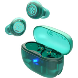 Jlab Go Pop ANC True auricular inalámbrico y estuche de carga, verde azulado transparente