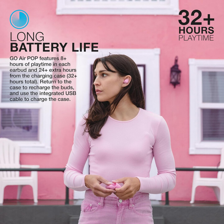 JLAB GO Air Pop - Aurices Bluetooth inalámbricos y estuche de carga, rosa