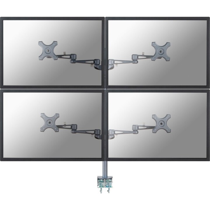 Neomounts FPMA-D935D4 Brazo de monitor para 4 pantallas, 10-27 pulgadas, 0-6 kg/pantalla, plateado