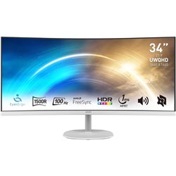 Moniteur incurvé MSI PRO MP341CQWDE 86,36 cm (34 pouces) (UWQHD, VA, 1 ms, 100 Hz, HDMI, DisplayPort, FreeSync)