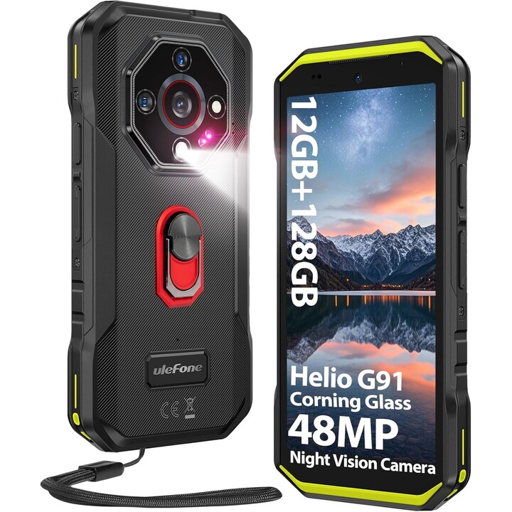ULEFONE ARMOR X32, 12 GB + 128GB/2TB, 48MP + 20MP, Visão noturna, 5,65 polegadas, 5500mAh IP68, NFC, verde