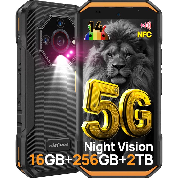 ULEFONE ARMOR X32 PRO, 16GB+256GB/SD-2TB, 5G Smartphone, 64mp+16mp+25mp Câmera, 5,65 polegadas, 5500mAh, NFC, laranja