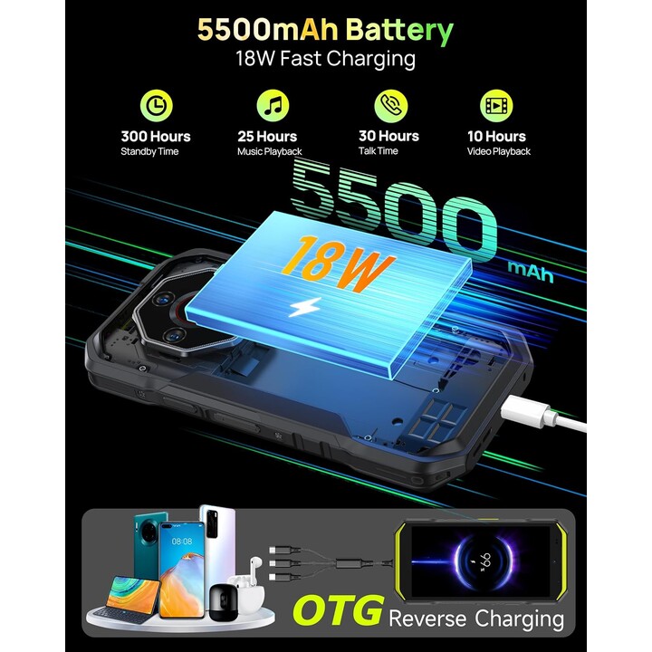 ULEFONE ARMOR X32 PRO, 16GB+256GB/SD-2TB, 5G Smartphone, 64mp+16mp+25mp Câmera, 5,65 polegadas, 5500mAh, NFC, laranja