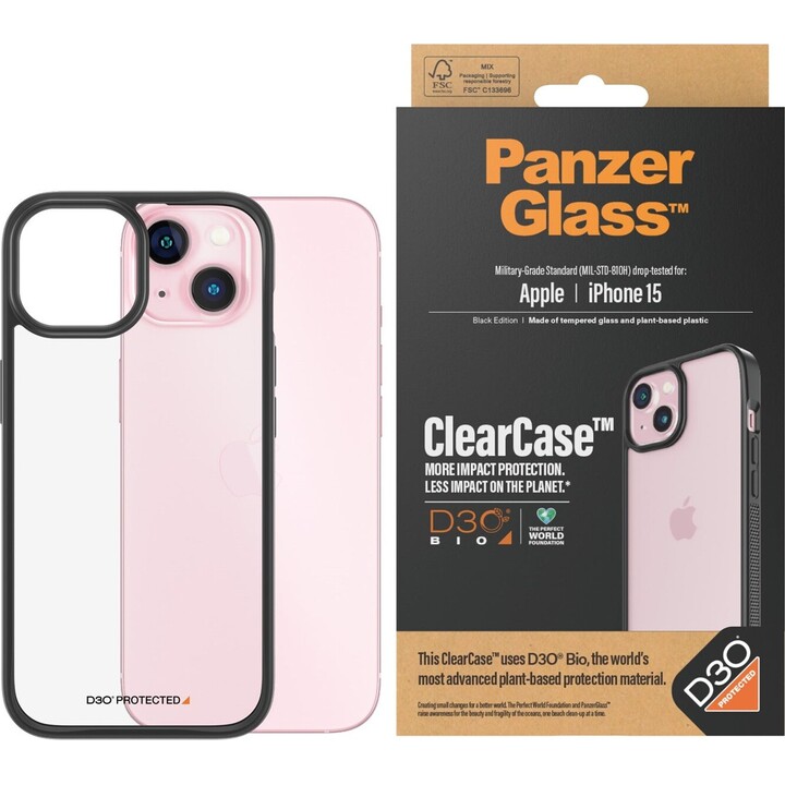PANZERGLASS ClearCase D3O custodia per iPhone 15 trasparente