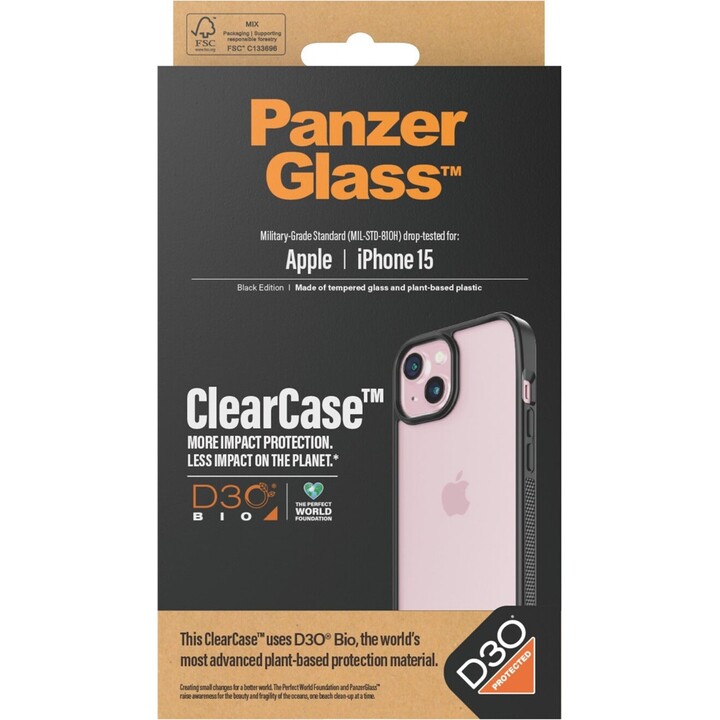 PANZERGLASS ClearCase D3O custodia per iPhone 15 trasparente