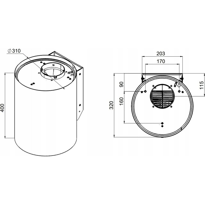 MAAN ELBA Campana extractora de cocina Mini WPB 431 Satinado