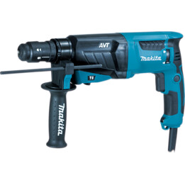 Combi hammer with anti-vibration technology, two drill chucks and an SDS-PLUS drill bit set