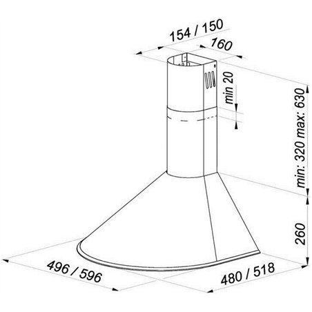 MAAN Kitchen extractor hood Mix 3 60 310 m3/h, White