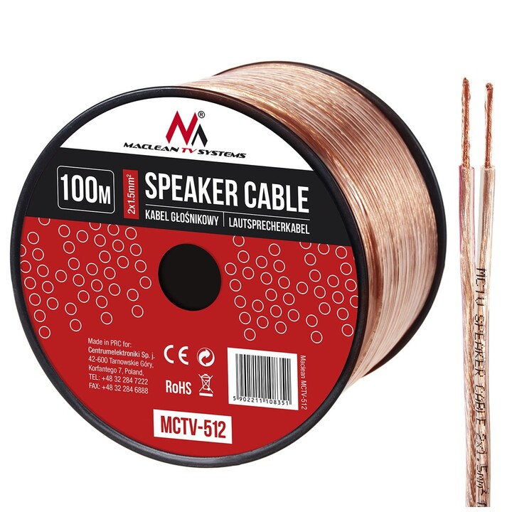 Maclean MCTV-512 cable de audio 100 m Cobre