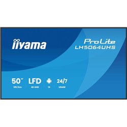 Iiyama LH7564UHS-B1AG Flat Panel Digital Signage Display, 190.5 cm (75&quot;), Wi-Fi, 500 cd/m², 4K Ultra HD, Black, Android 24/