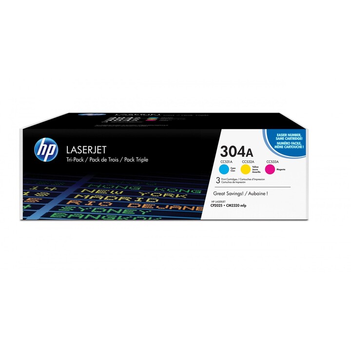 HP 304A Cyan/Magenta/Yellow Original LaserJet Toner Cartridge Value Pack