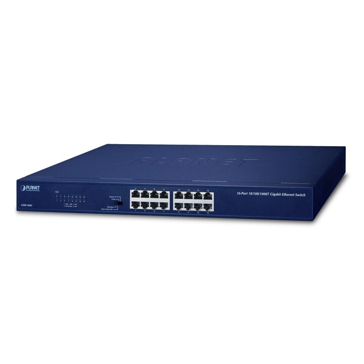 Commutateur PLANET GSW-1601 Gigabit Ethernet non géré (10/100/1000) 1U Bleu
