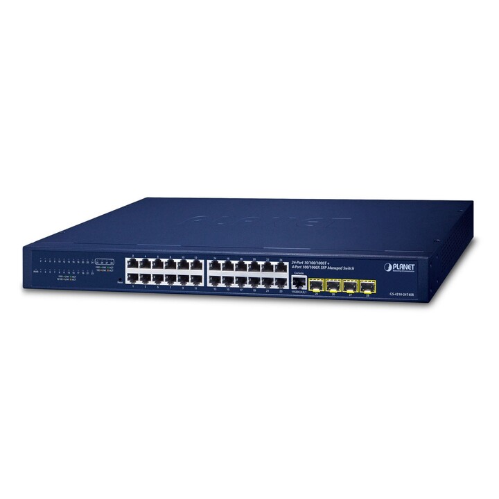 PLANET IPv4/IPv6, 24-Port Managed L2/L4 Gigabit Ethernet (10/100/1000) 1U Blue
