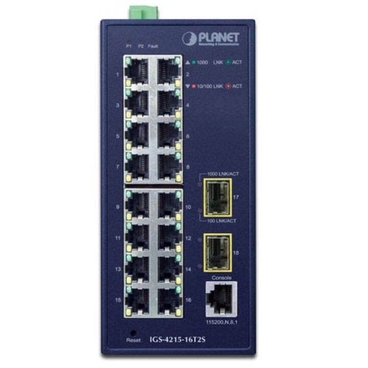PLANET IGS-4215-16T2S Switch Gerenciável L2/L4 Gigabit Ethernet (10/100/1000) Azul