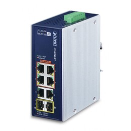 PLANET IP30 Industrial 4-Port No administrado Gigabit Ethernet (10/100/1000) Energía sobre Ethernet (PoE) Azul, Blanco