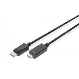 DIGITUS DisplayPort - DP - HDMI Typ A Adapterkabel - 3 m - HDMI Typ A (Standard) - DisplayPort - Stecker - Stecker - Gerade