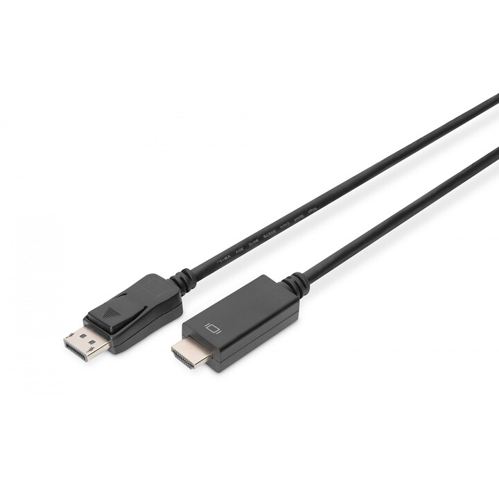 DIGITUS Cable adaptador DisplayPort - DP - HDMI tipo A - 3 m - HDMI tipo A (Estándar) - DisplayPort - Macho - Macho - Derecho