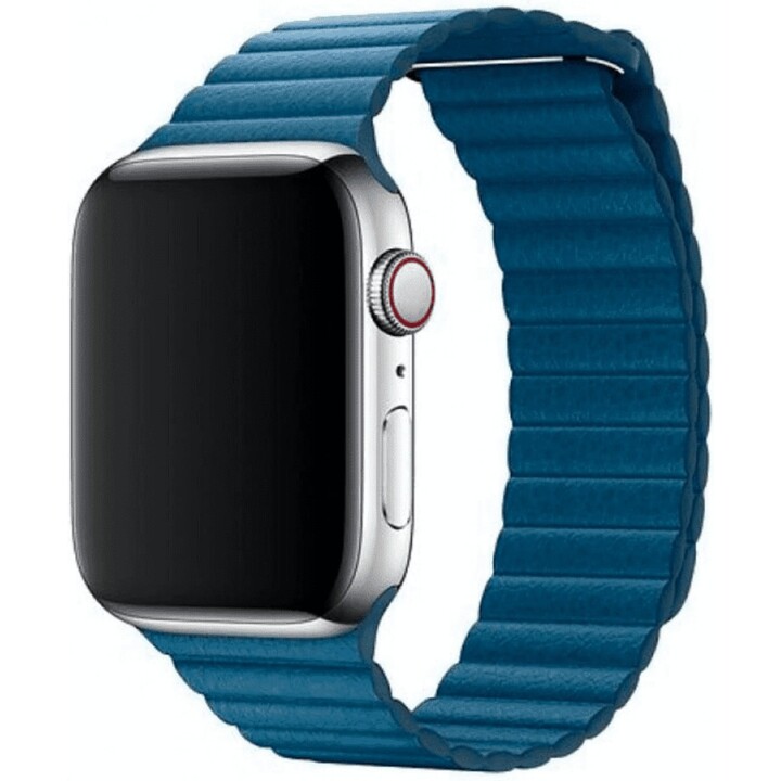 Devia Armband für Apple Watch 42/44/45/49mm Lederschlaufe Ozeanblau