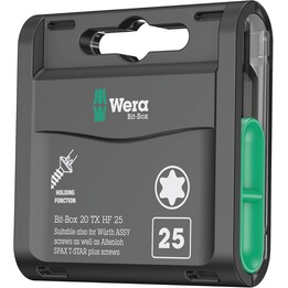 Wera 05057778001 Bit-Box TX HF de 20 piezas para tornillos profesionales Würth y Spax, Verde