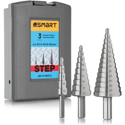 3-Piece step Drills HSS 4-30MM Smart 4-12, 4-20, 6-30 MM Set