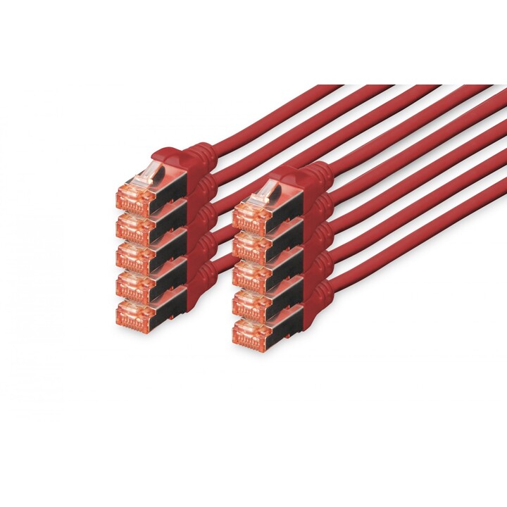 Digitus DK-1644-0025-R-10 cable de red Rojo 0,25 m Cat6 S/FTP (S-STP)
