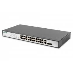 Digitus DN-95343 switch No administrado Fast Ethernet (10/100) Energía sobre Ethernet (PoE) 1U Negro, Plata