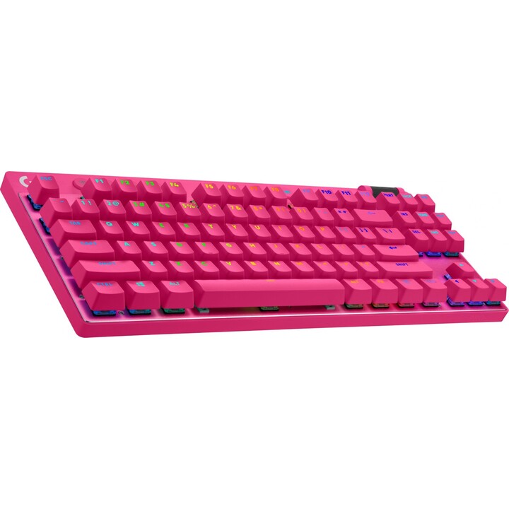 Teclado gamer QWERTY sem fio RF + Bluetooth Logitech G 920-012159 EUA Internacional Magenta
