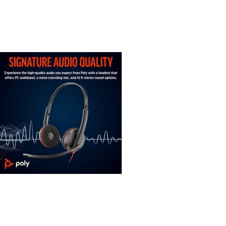 Casque stéréo USB-C noir POLY Blackwire 3220 + adaptateur USB-C/A (en vrac) Serre-tête filaire Bureau/Centre d appels USB Ty