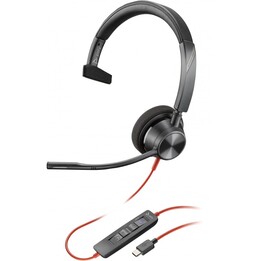 POLY Blackwire 3310 Microsoft Teams Certified Headset +USB-C/A Adapter TAA Wired Headband Office/Call Center USB Type C Black