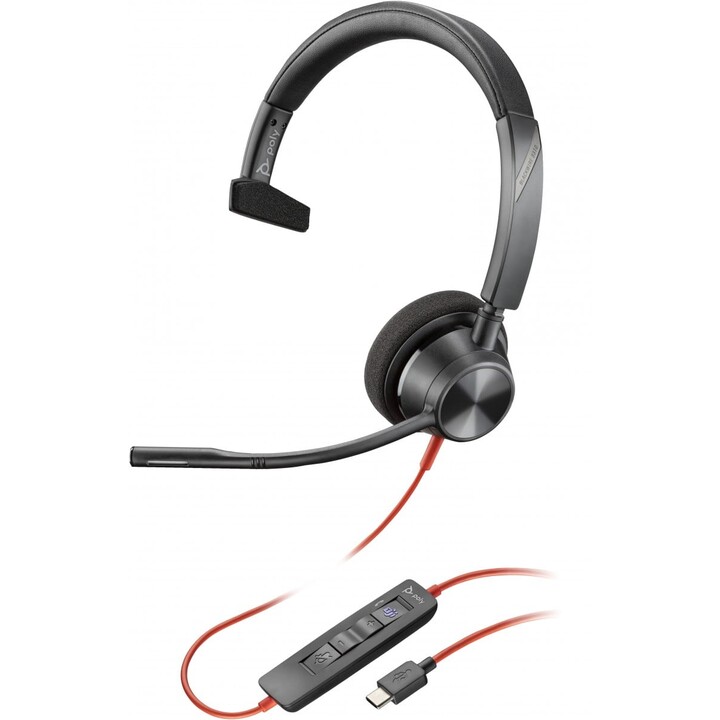 Casque certifié POLY Blackwire 3310 Microsoft Teams + adaptateur USB-C/A Bandeau filaire TAA Bureau/Centre d appels USB Type
