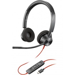 Fone de ouvido com fio POLY Blackwire 3320 USB-C, faixa de cabeça, escritório/call center, USB tipo C, preto