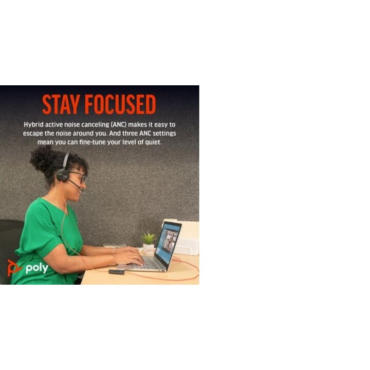 POLY Blackwire 8225 Stereo USB-C Headset + USB-C/A Adapter Wired Headband Office/Call Center USB Type C Black