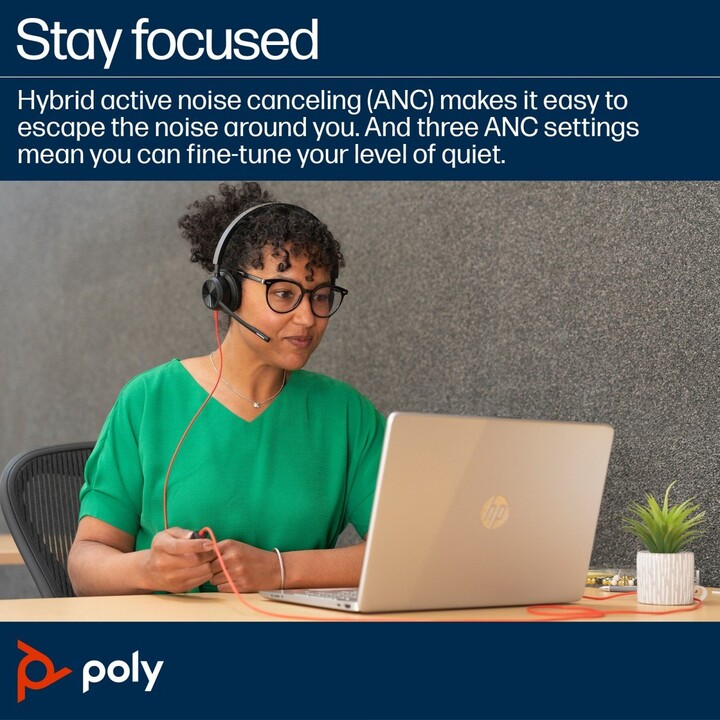 POLY Blackwire 8225 Stereo USB-C Headset + USB-C/A Adapter Wired Headband Office/Call Center USB Type C Black