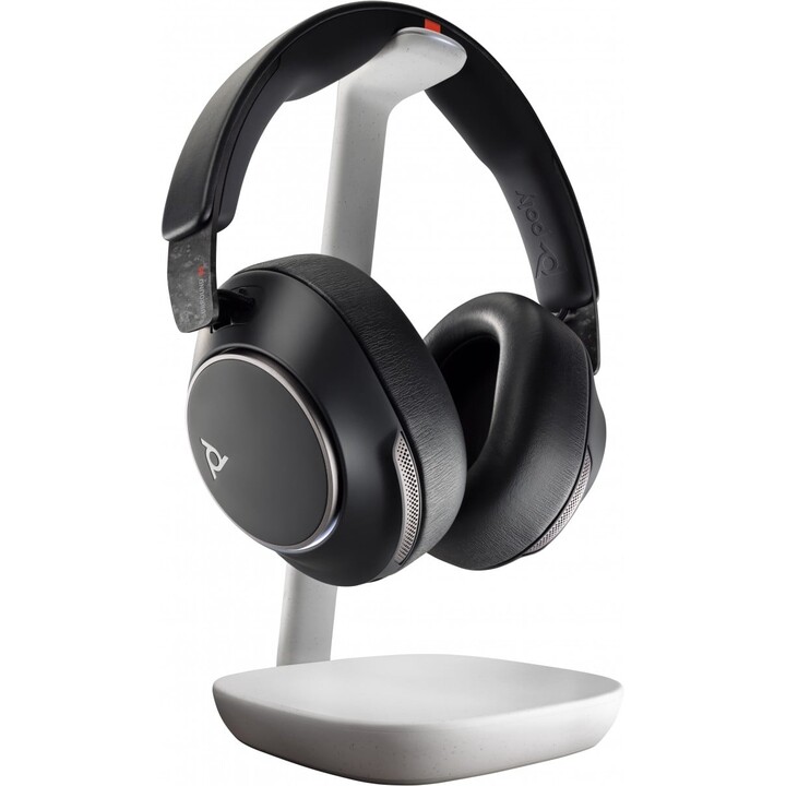 POLY Voyager Surround 85 UC Cuffie USB-C + Adattatore USB-C/A + Supporto di Ricarica Cuffie Wireless con Archetto Chiamate/Music