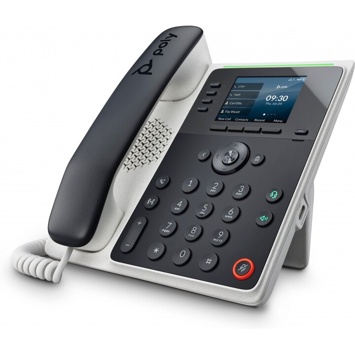Téléphone IP POLY Edge E220 et téléphone IP compatible PoE Noir 4 lignes IPS