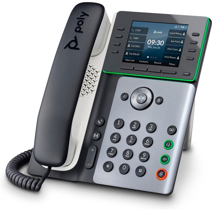 Téléphone IP POLY Edge E300 et téléphone IP compatible PoE Noir 8 lignes IPS