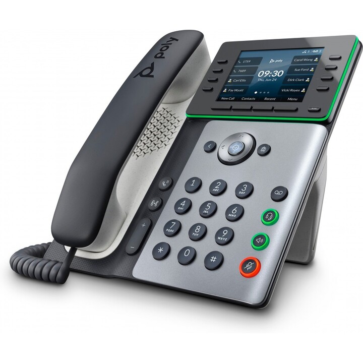 POLY Edge E300 IP Phone and PoE-enabled teléfono IP Negro 8 líneas IPS