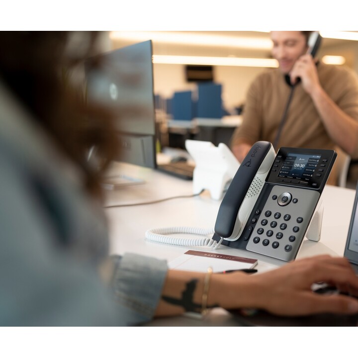 POLY Edge E300 IP Phone and PoE-enabled teléfono IP Negro 8 líneas IPS