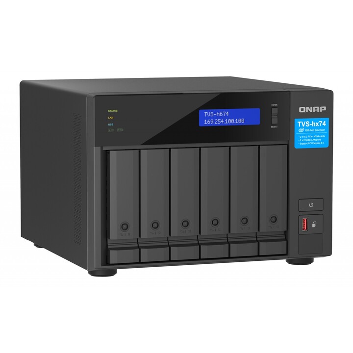 Server di archiviazione NAS Tower QNAP TVS-H674T-I5-32G Intel® Core™ i5 i5-12400 32GB DDR4 HDD QNAP QTS Nero