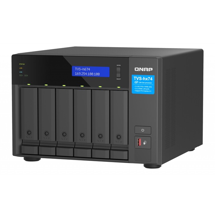 Server di archiviazione NAS Tower QNAP TVS-H674T-I5-32G Intel® Core™ i5 i5-12400 32GB DDR4 HDD QNAP QTS Nero