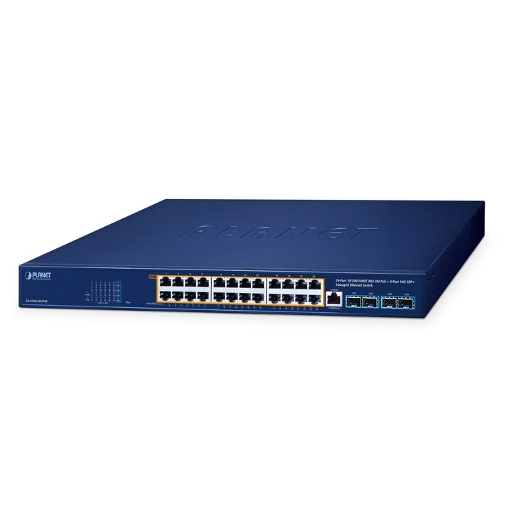 PLANET GS-4210-24UP4X Gestito L2/L4 Gigabit Ethernet (10/100/1000) Power over Ethernet (PoE) Blu