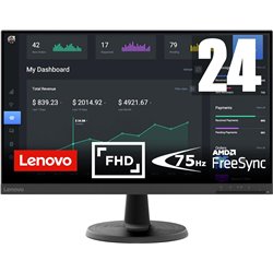 Lenovo D24-40 24 \ "Monitor FHD (VA, 75Hz, 4ms, HDMI, VGA, Cabo HDMI, FreeSync) Ajuste de inclinação, preto