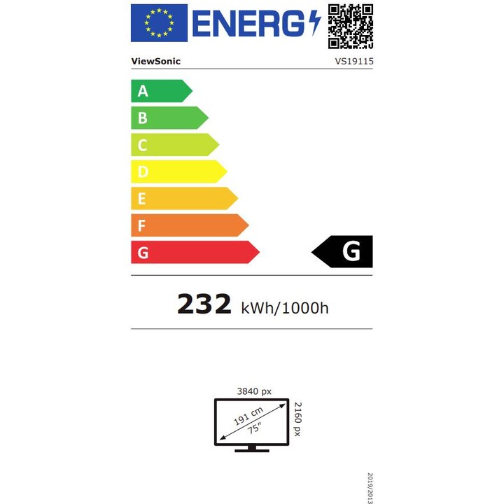 Écran LED ViewSonic CDE7530 (75") 190,5 cm (4K UHD, 3840x2160, VA, 8 ms, 500 cd/m², 24h/24, 7j/7, 2x HDMI, USB-C, Android)