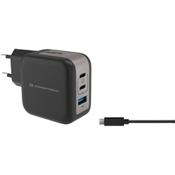 ALTHEA17B - Chargeur USB PD GaN 3 ports 67 W avec câble de charge USB-C, 2 ports USB-C, 1 port USB-A, QC 3.0, PPS