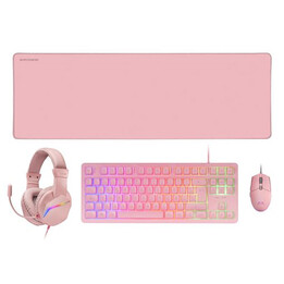 Mars Gaming MCP-RGB3 Pink Keyboard, Mouse Headset, and Mouse Pad, TKL H-Mech Red RGB Mouse